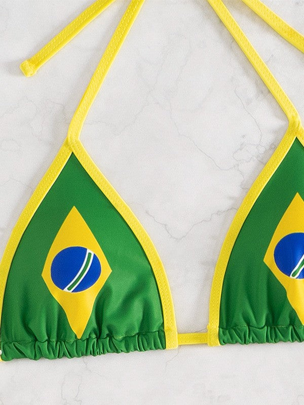 Bikini-Set für Damen in sportlichem und trendigem Design mit der brasilianischen Flagge – Echo Archiv