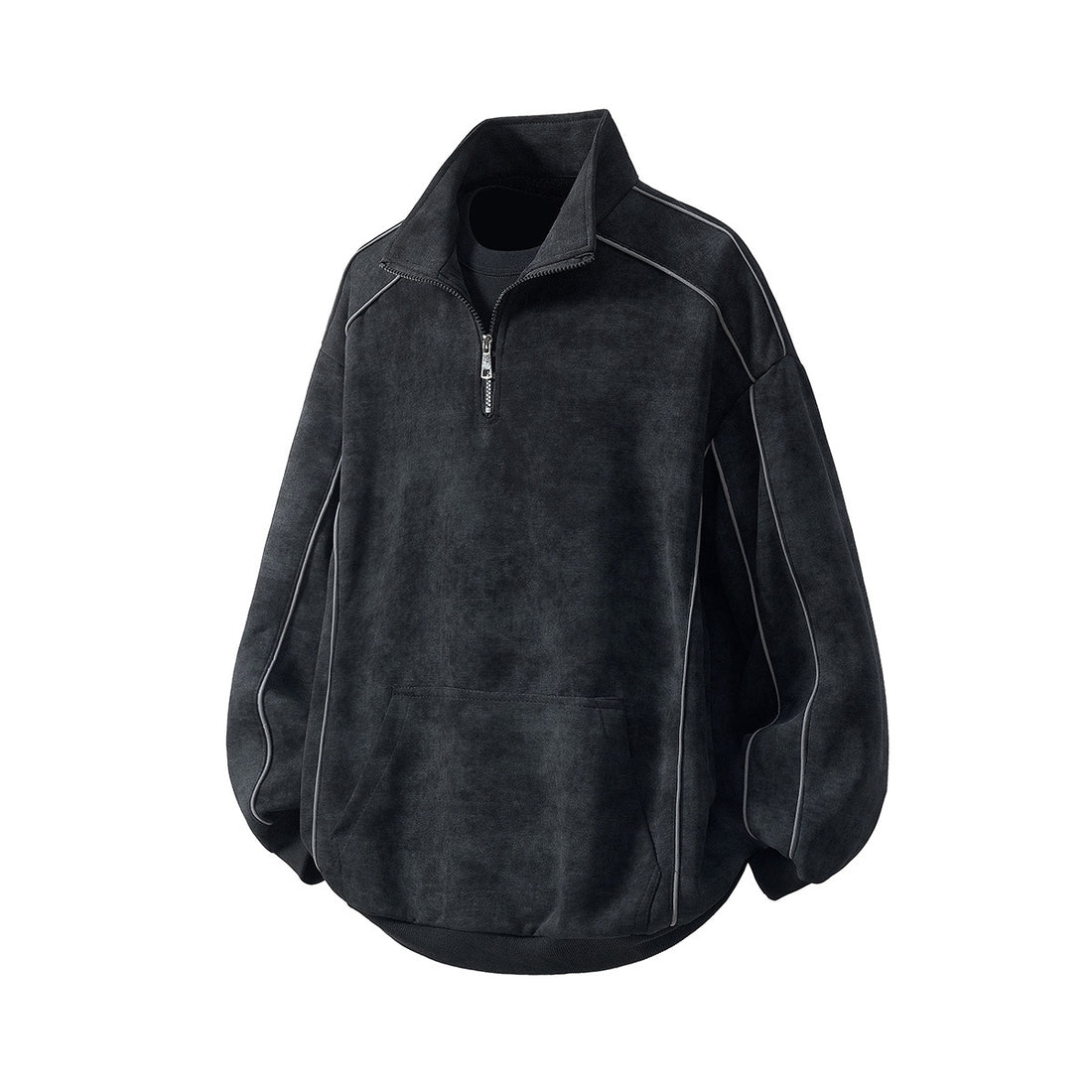 Herren Oversize-Halbzip-Sweatshirt mit Kängurutasche, kontrastpaspel und Ballonärmeln Echo Archiv