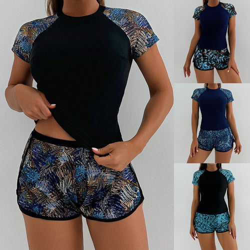 Damen Sportlicher UV-Schutz Schwimmanzug mit floralem Oberteil Echo Archiv