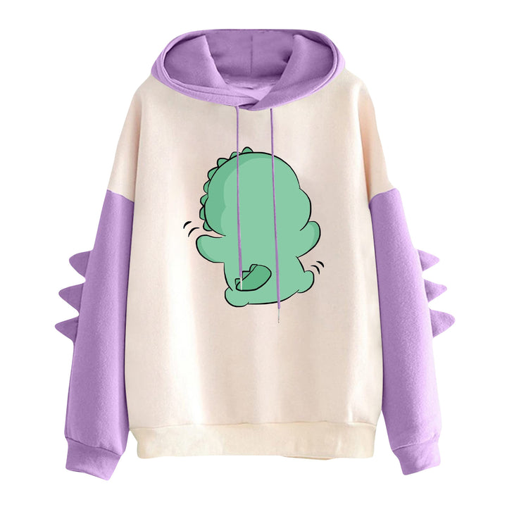 Damen Kapuzenpullover mit niedlichem Dinosaurierprint und dreidimensionalen Stacheln – Auréline