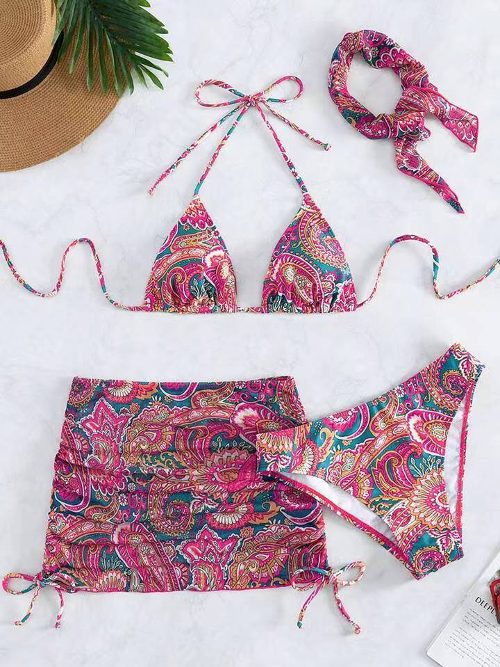 Damen Bikini-Set mit trendigem Paisleymuster und anpassbarem Rock Echo Archiv