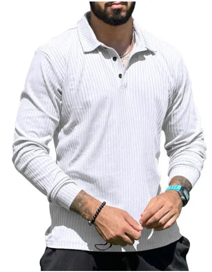 Herren Langarm Poloshirt mit strukturiertem Rippdesign und modernem Schnitt Echoarchiv