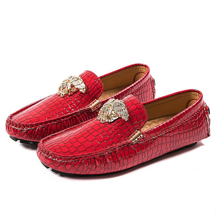 Damen lackierte Mokassin-Fahrerhalbschuhe mit Krokoprägung, weichem Lederfutter und profilierter Noppenlaufsohle Echo Archiv