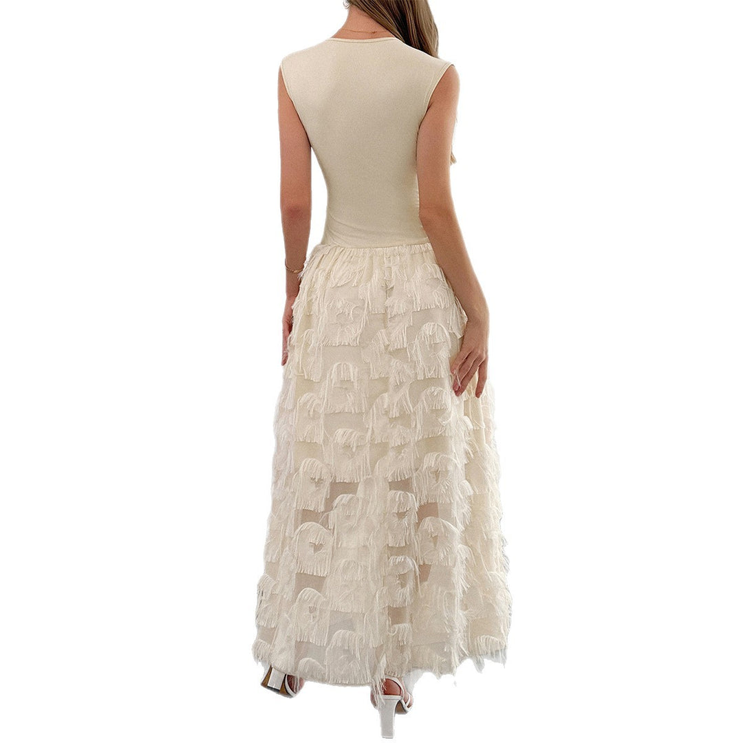 Damen Maxi-Faltenkleid mit Fransen Echo Archiv