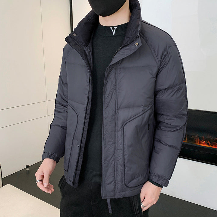 Herren Kurz geschnittene wattierte Steppjacke mit hohem Stehkragen – Taviero