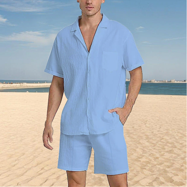 Herren lässiges Kurzarmhemd und Shorts Set aus atmungsaktivem Material Echoarchiv