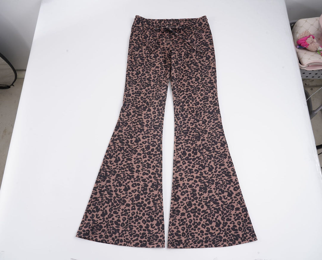 Damen Leoparden-Print Schlaghose mit Kordelzug und Komfortbund Echo Archiv