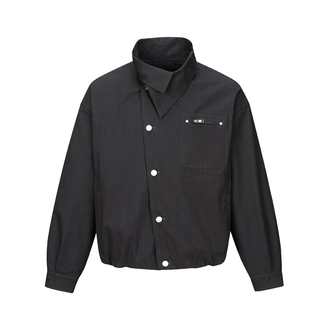 Herren Kurz geschnittener Canvas‑Blouson mit hohem Stehkragen und Druckknopfleiste Echoarchiv
