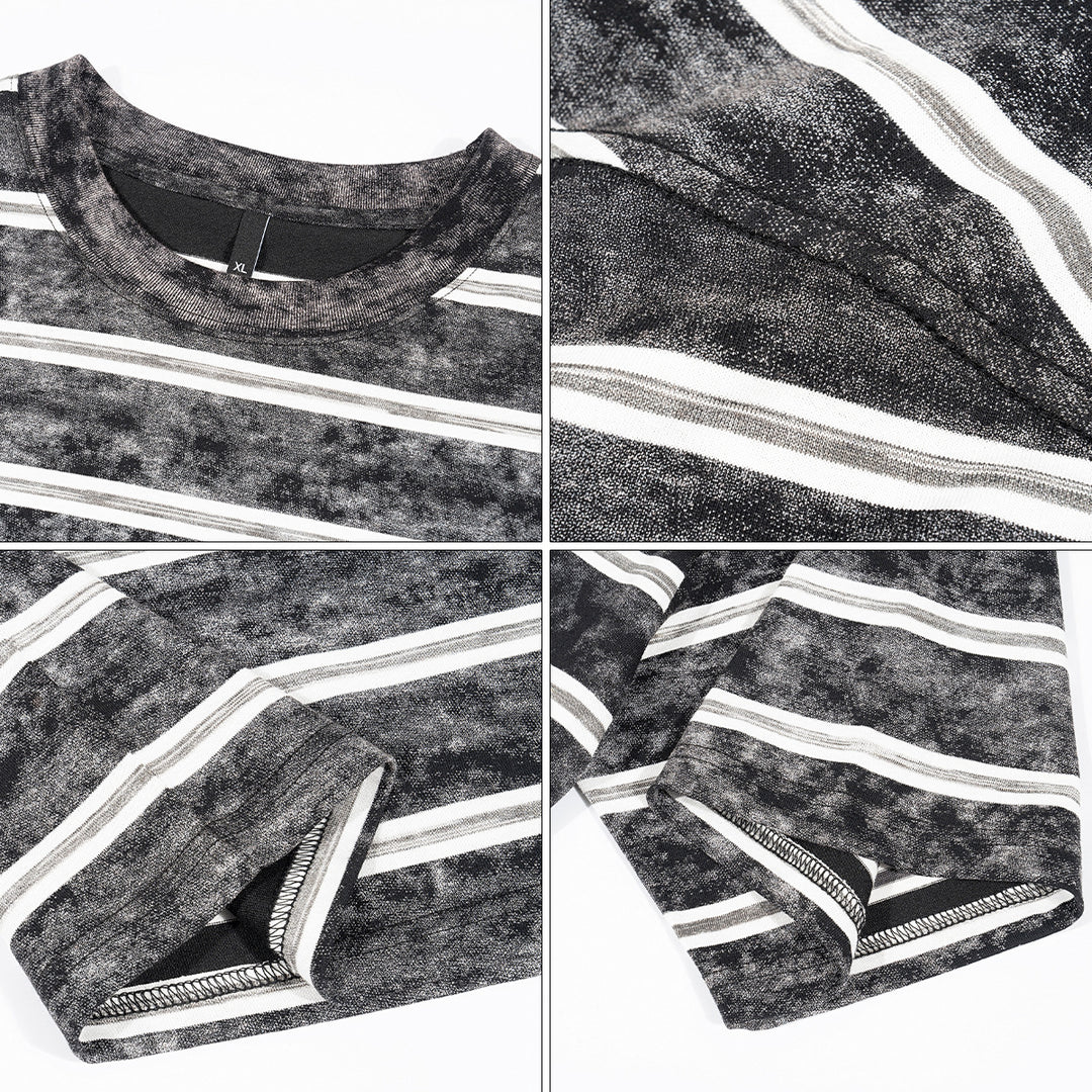Herren Oversize Kurzarmshirt im verwaschenen Used-Look mit Blockstreifen Echo Archiv
