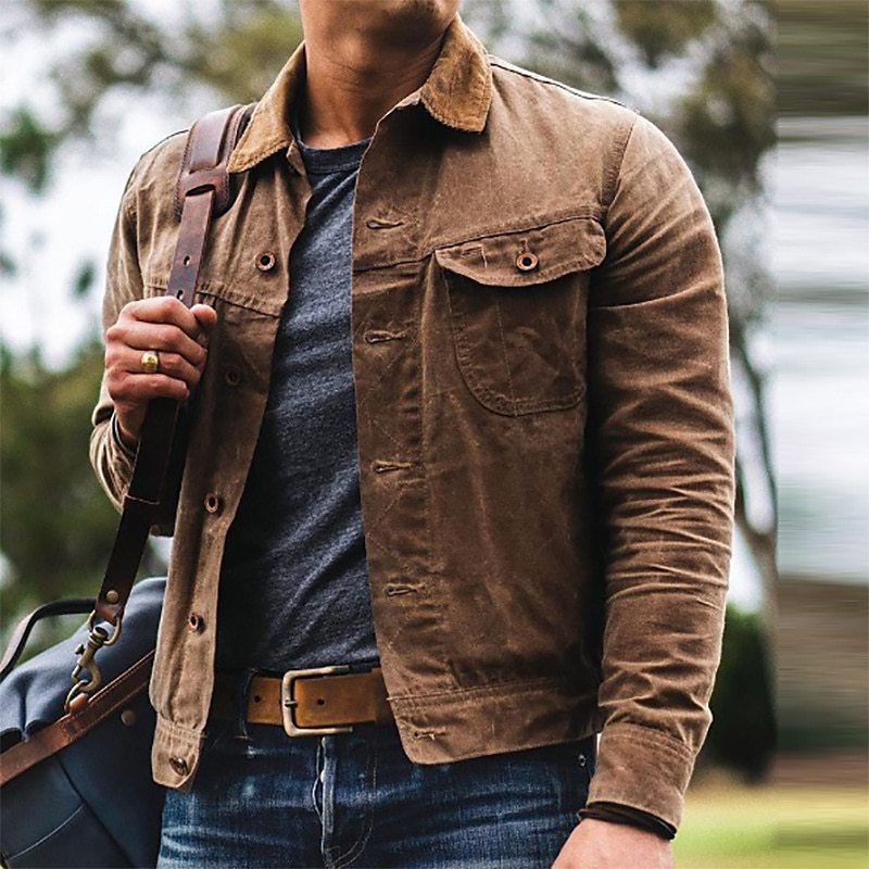 Herren leichte Utility-Jacke im Vintage-Stil mit praktischen Taschen Echoarchiv