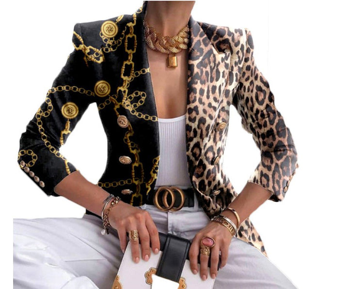 Damen Taillierter Doppelreihiger Blazer mit markanter Schulter, Goldknöpfen und Glitzer-Ombré – Valéne