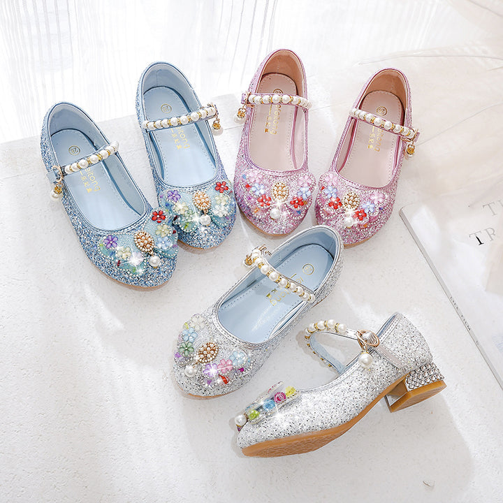 Mädchen Glitzernde Ballerinas mit Blumenapplikationen Echo Archiv