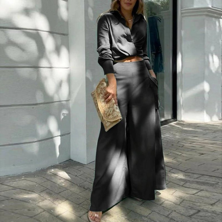 Damen Weite Palazzo-Hose mit extra weitem Bein, hoher Taille und Eingrifftaschen Echo Archiv
