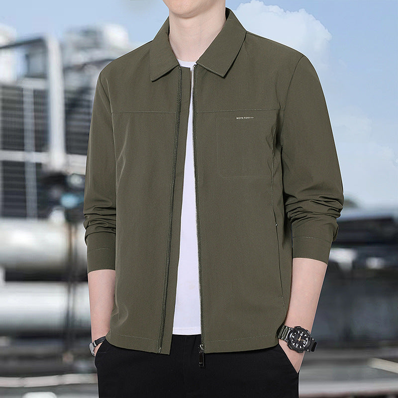 Herren leichte urbane Übergangsjacke mit Reißverschluss, Stehkragen und minimalistischem Design Echoarchiv