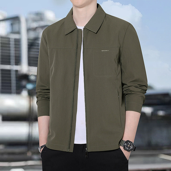 Herren leichte urbane Übergangsjacke mit Reißverschluss, Stehkragen und minimalistischem Design Echoarchiv