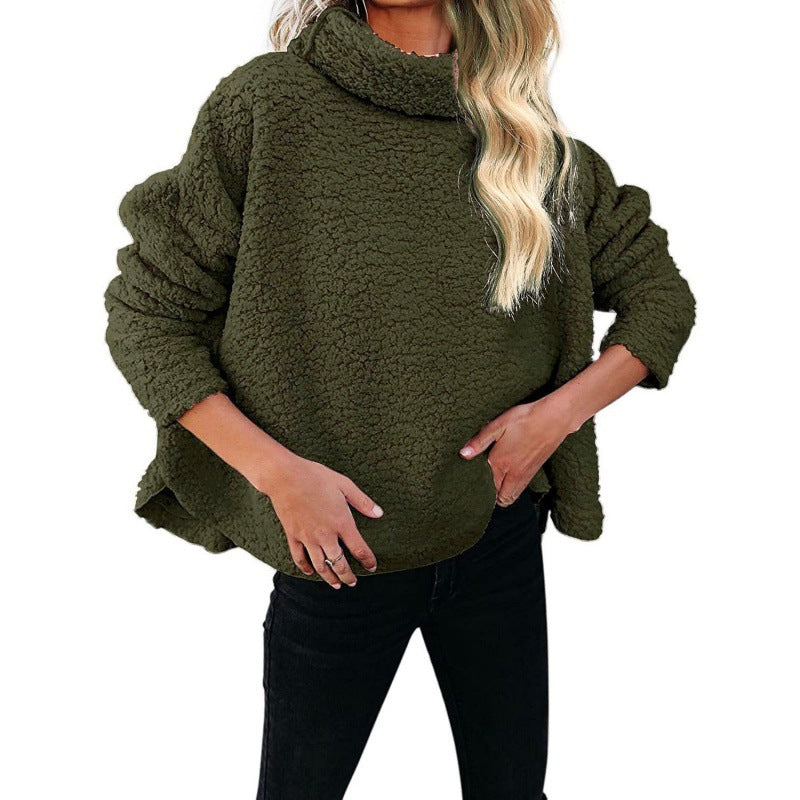 Damen Oversize-Sherpa-Pullover mit hohem Rollkragen, verlängertem Rückensaum und lässiger Silhouette Echo Archiv