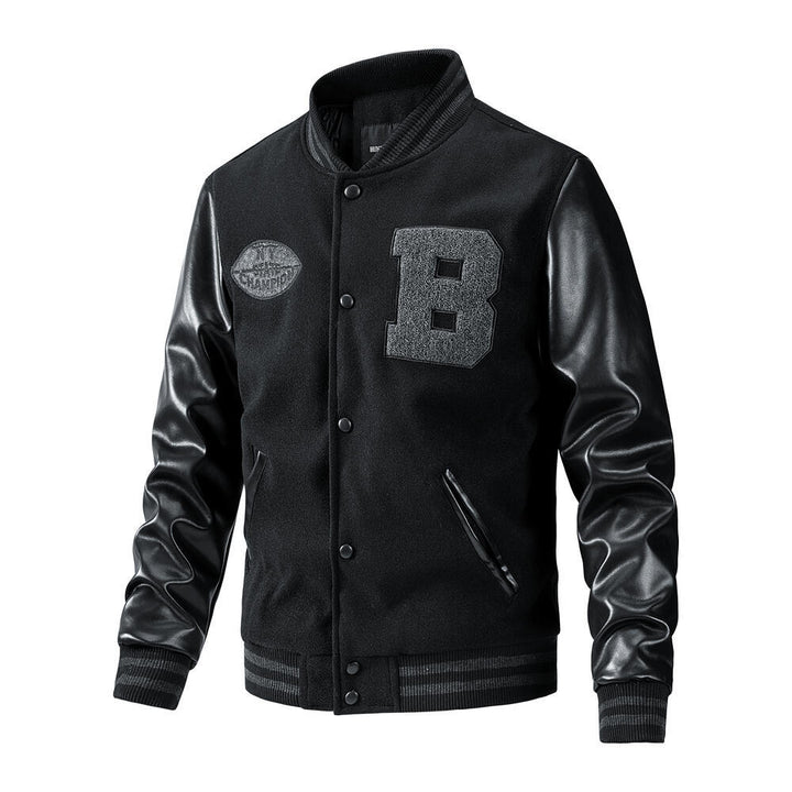 Herren stylische Collegejacke mit Lederärmeln Echo Archiv