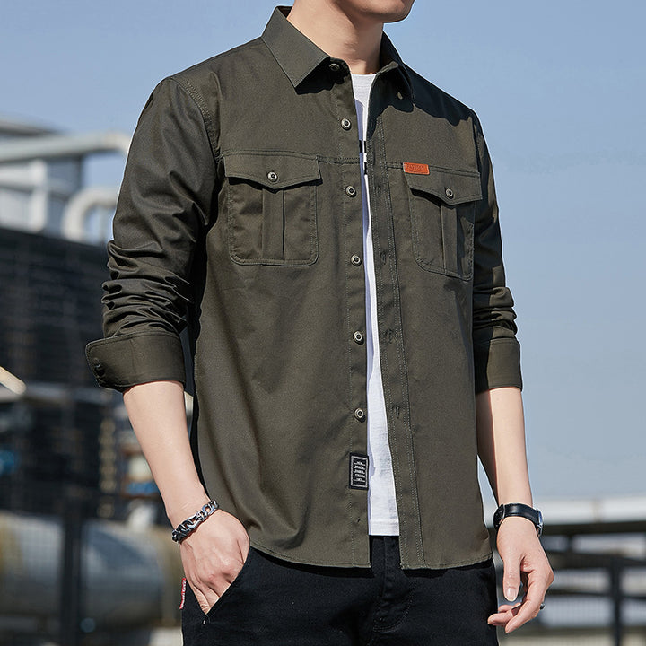 Herren Utility-Overshirt aus Baumwollmix mit Brustpattentaschen und verstärkten Nähten Echoarchiv