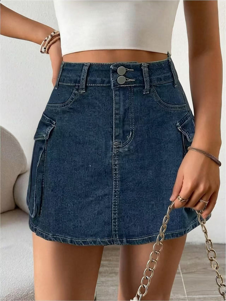Damen Denim-Minirock mit aufgesetzten Taschen und modernen Details Echo Archiv