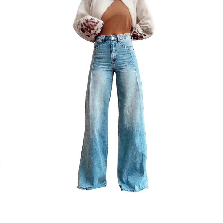 Damen nan hochgeschnittene Schlagjeans mit extra weitem Bein, figurstreckender Passform und dezenter Vintage-Waschung Echo Archiv