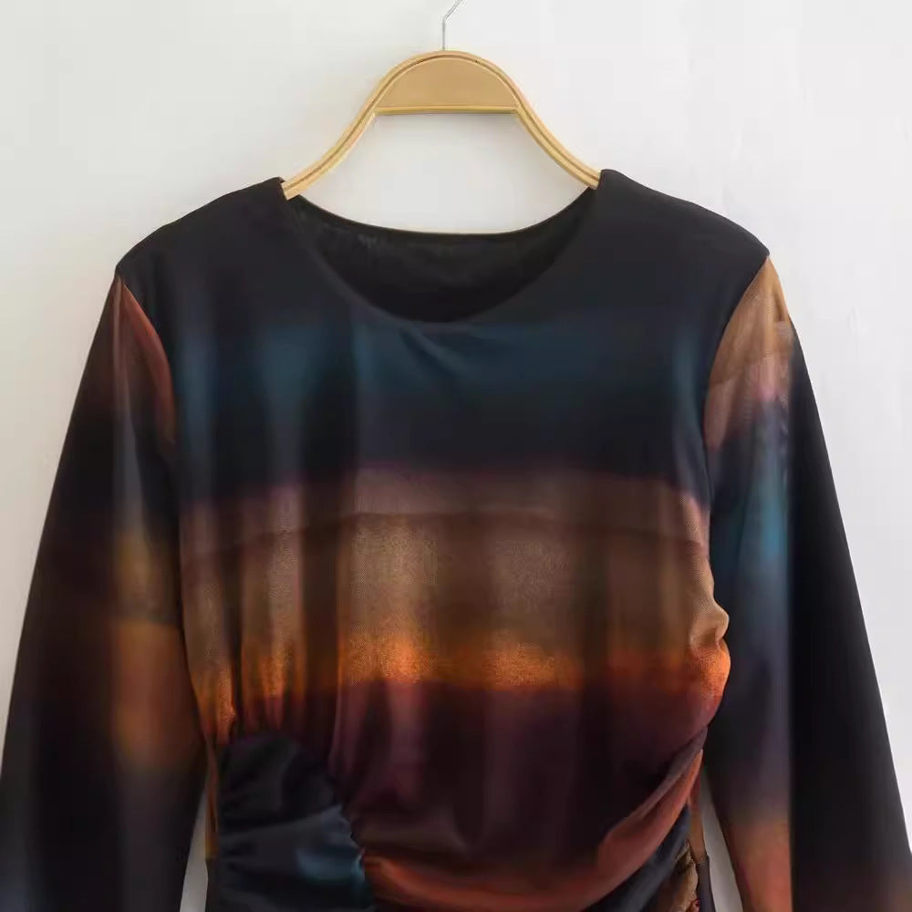 Damen Figurbetontes Midikleid mit seitlicher Drappierung und Rundhalsausschnitt Echo Archiv
