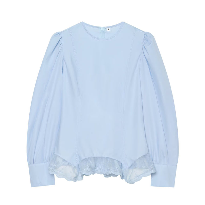 Damen Romantische Bluse mit Puffärmeln und Spitzenbesatz Echo Archiv