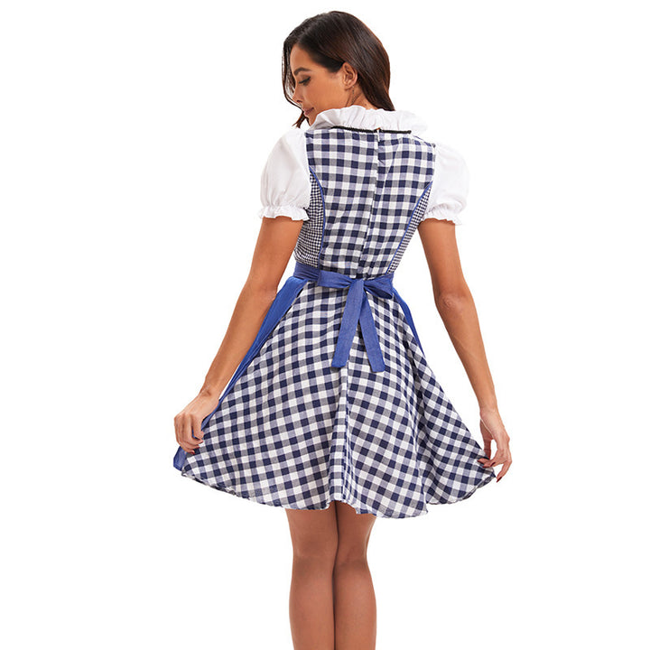 Damen nan kurzes traditionelles Dirndlkleid mit geschnürtem Mieder und Puffärmeln Echo Archiv