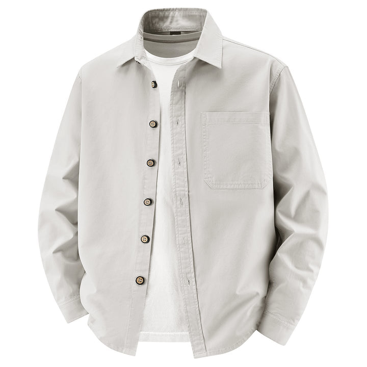 Herren lockere Overshirt-Jacke aus Baumwollmix mit Brusttasche und durchgehender Knopfleiste Echo Archiv