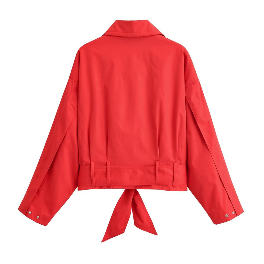 Damen Kurzjacke im Blousonstil mit Bindegürtel und breitem Kragen Echo Archiv