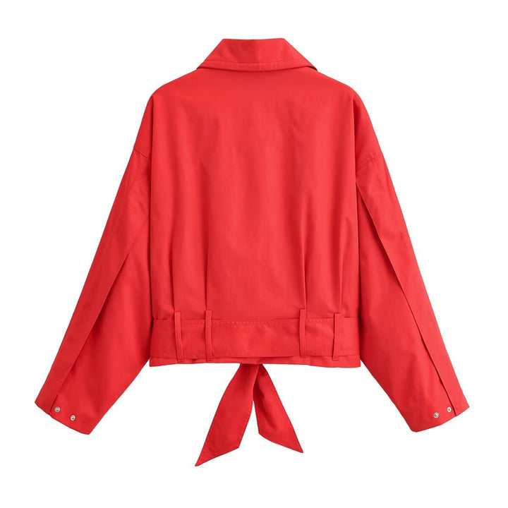Damen Kurzjacke im Blousonstil mit Bindegürtel und breitem Kragen Echo Archiv