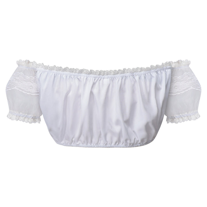 Damen nan Spitzenbolero Bluse mit Stehkragen, 3/4 Ärmeln und Bindeband Echo Archiv