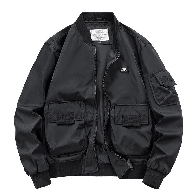 Men's rugged multi-pocket nylon bomber jacket – Brevano