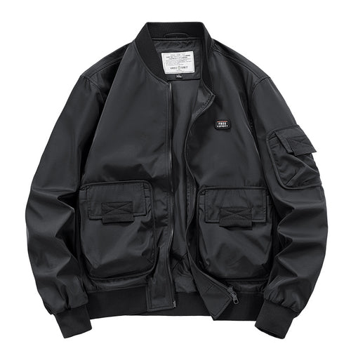 Men's rugged multi-pocket nylon bomber jacket – Brevano