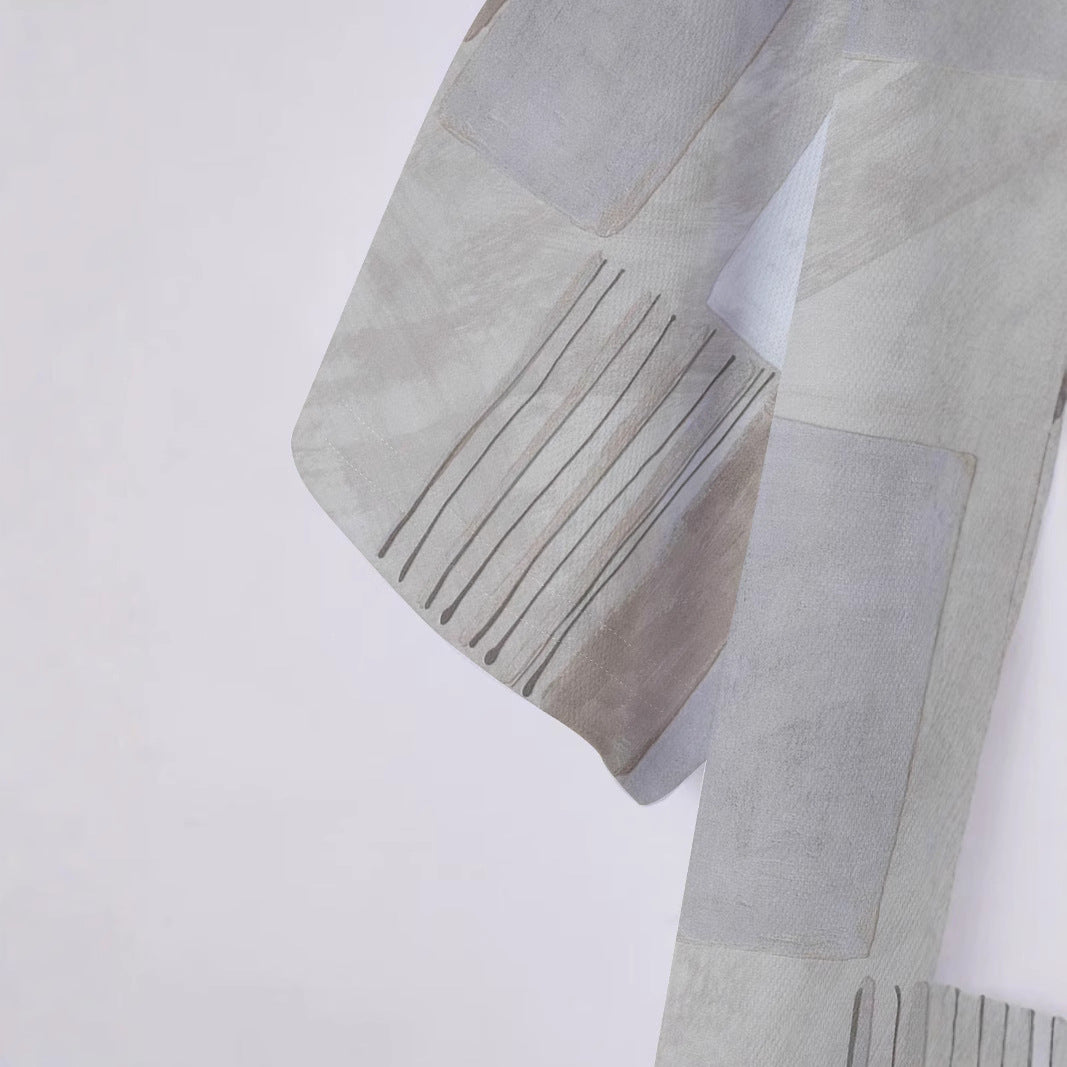 Herren Kurzarmhemd mit modernem geometrischem Muster und stilvollen Knopfdetails Echoarchiv