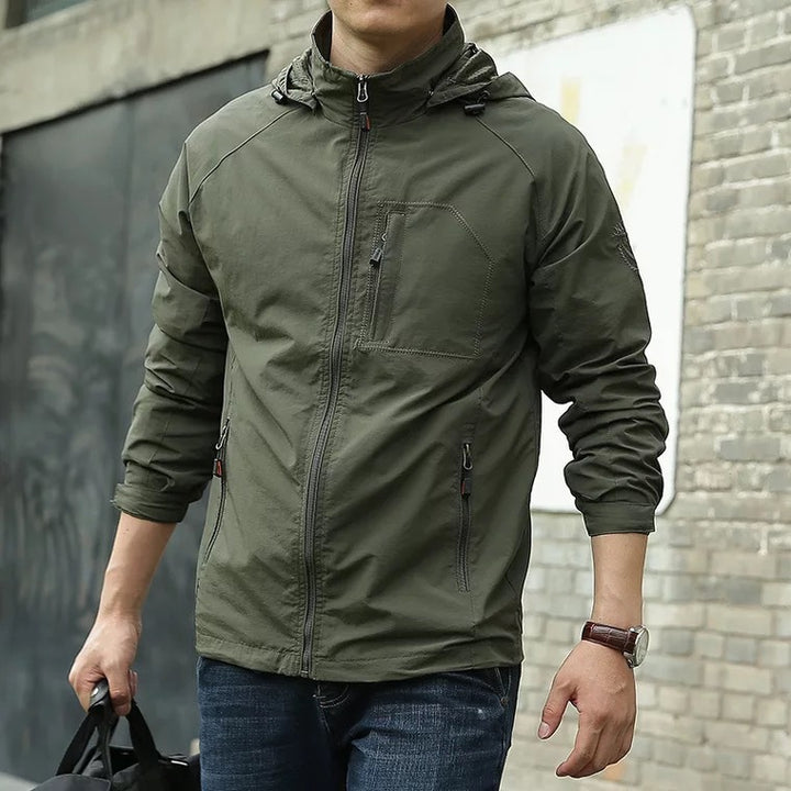 Herren leichter winddichter Shell‑Hoodie mit Mesh‑Futter, Kapuze und verstellbarem Saum Echoarchiv