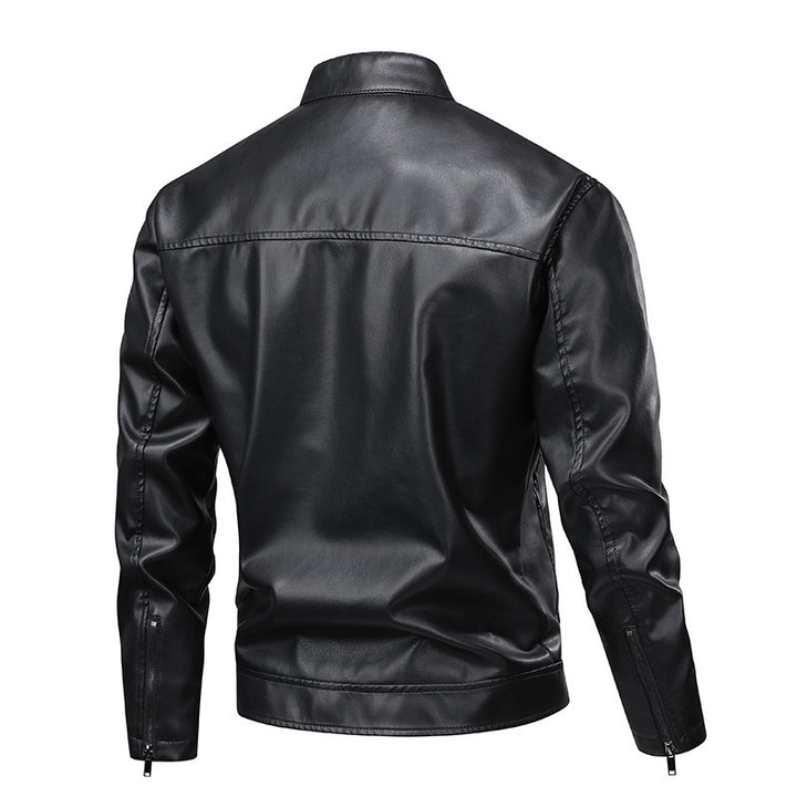 Herren modische Kunstlederjacke mit sportlichen Nähten Echoarchiv