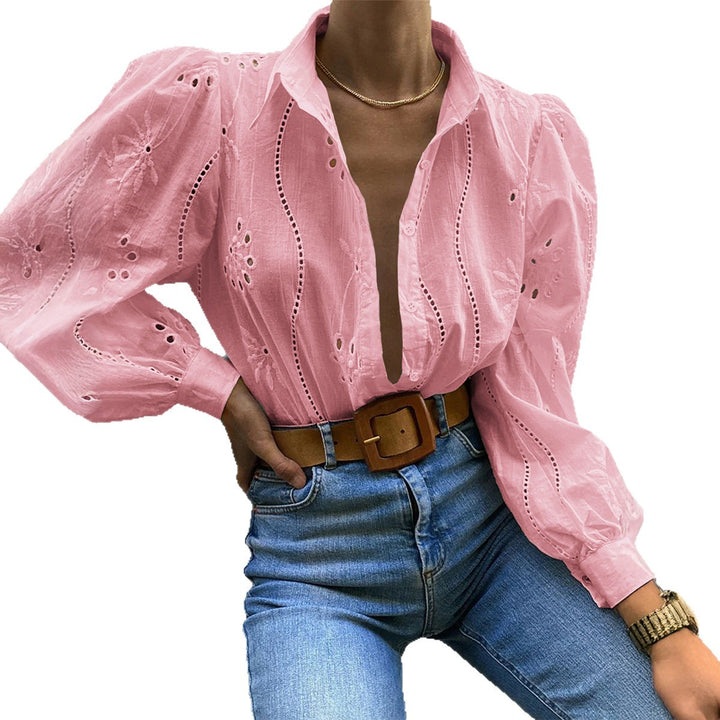 Damen Transparente Bluse mit Stickereien und Rüschendetails Echo Archiv