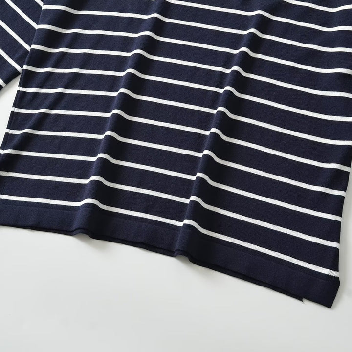 Damen Oversize-Maritime Streifenbluse mit dreiviertelärmeln Echoarchiv