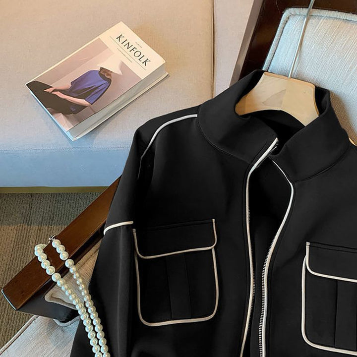Damen Modische Cropped-Jacke mit Taschen Echo Archiv