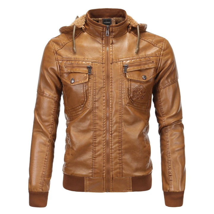 Herren Vintage-inspirierte Kunstleder-Bomberjacke mit Teddyfutter, Stehkragen und Brusttaschen Echo Archiv