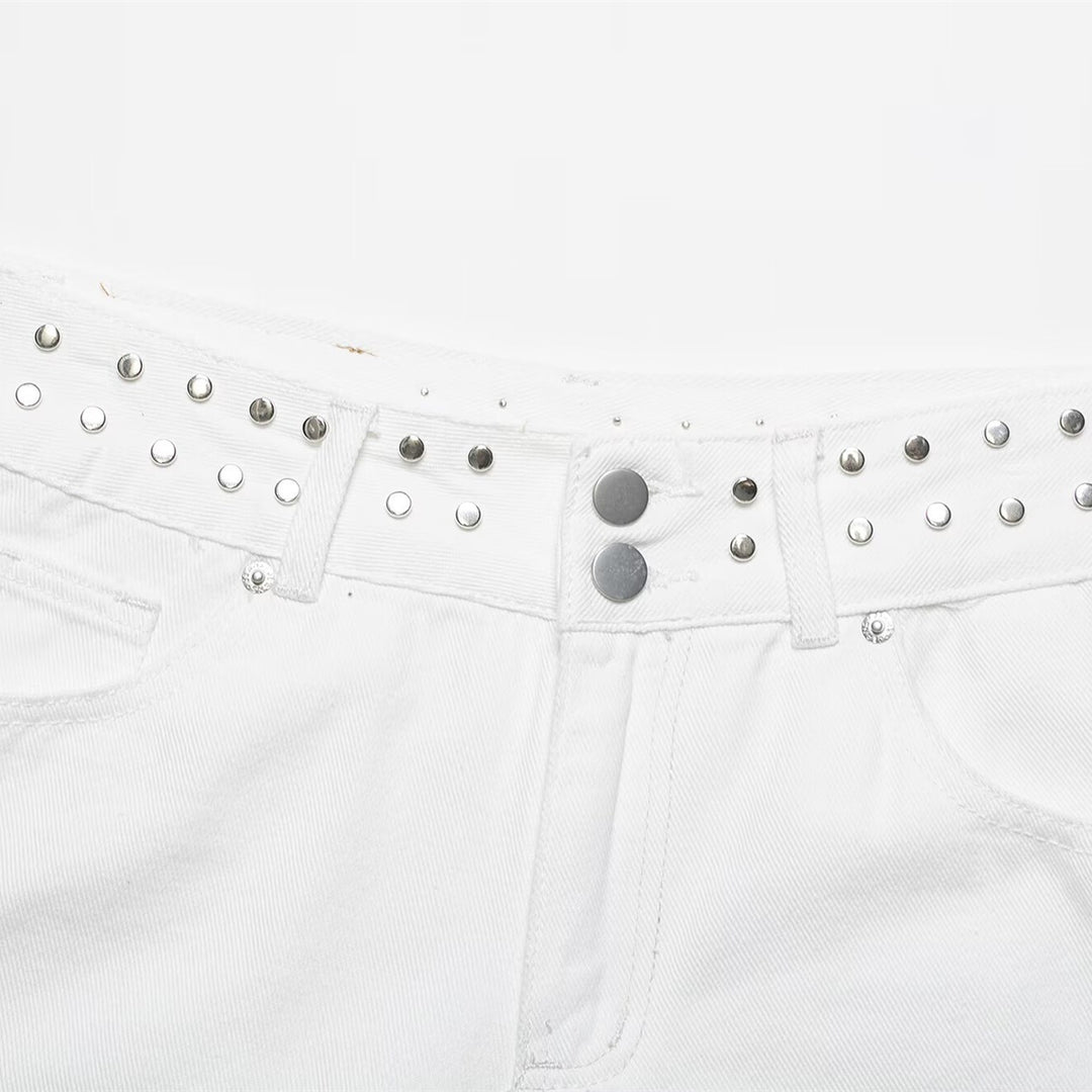 Damen modische Denim-Shorts mit dekorativem Nietenbund Echo Archiv