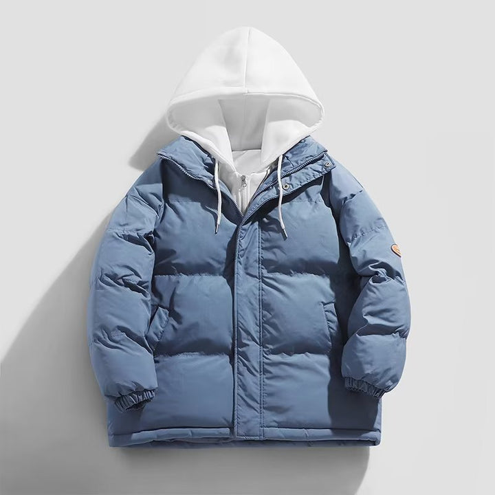 Herren Gepolsterte Winter-Steppjacke mit zweilagiger Kapuze und elastischen Bündchen Echoarchiv