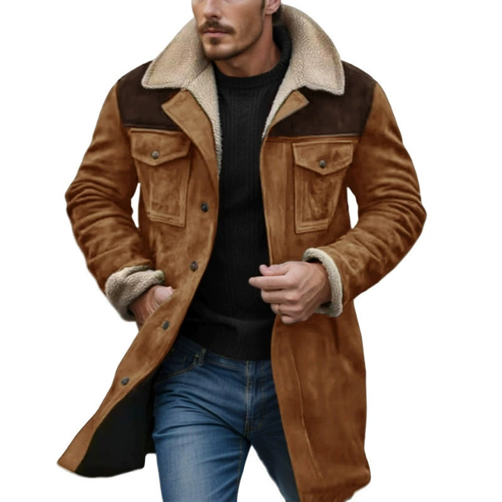Herren Langer Stoffmantel mit Teddyfutter Echoarchiv