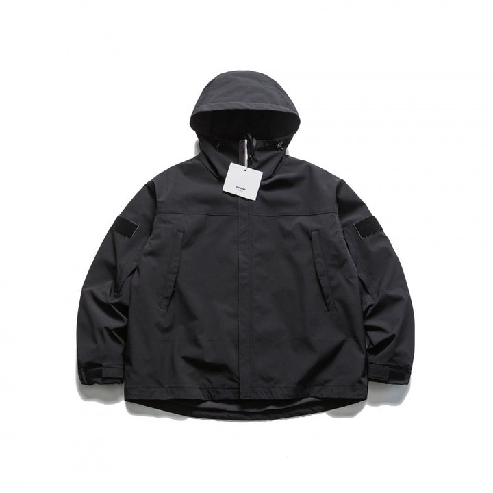 Unisex Oversize-Utility-Regenjacke mit Kapuze und verdecktem Reißverschluss Echo Archiv