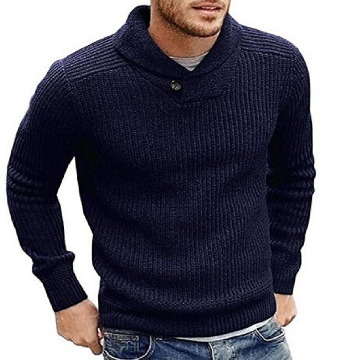Herren Strickpullover mit Schalkragen und strukturierter Oberfläche Echoarchiv