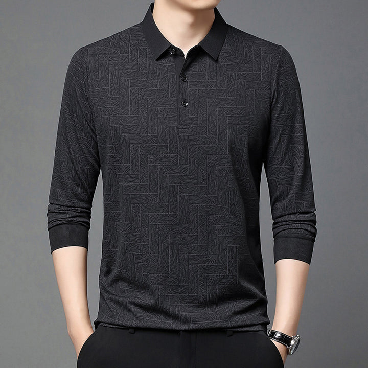 Herren modisches Polohemd mit raffiniertem Strukturdesign und eleganter Knopfleiste Echoarchiv