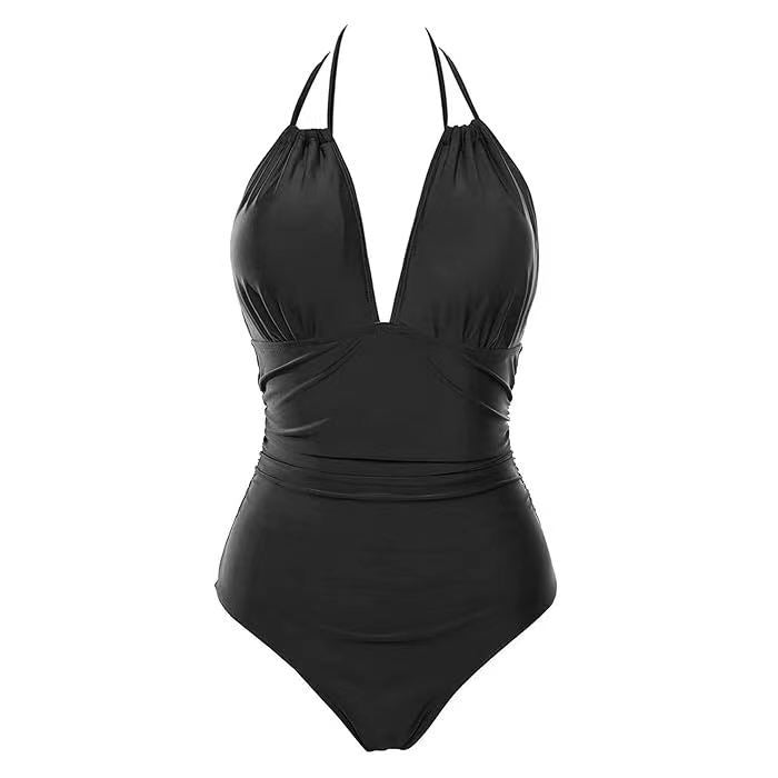 Damen Eleganter Hochwertiger Einteiler Badeanzug mit schmeichelndem Rüschendesign Echo Archiv