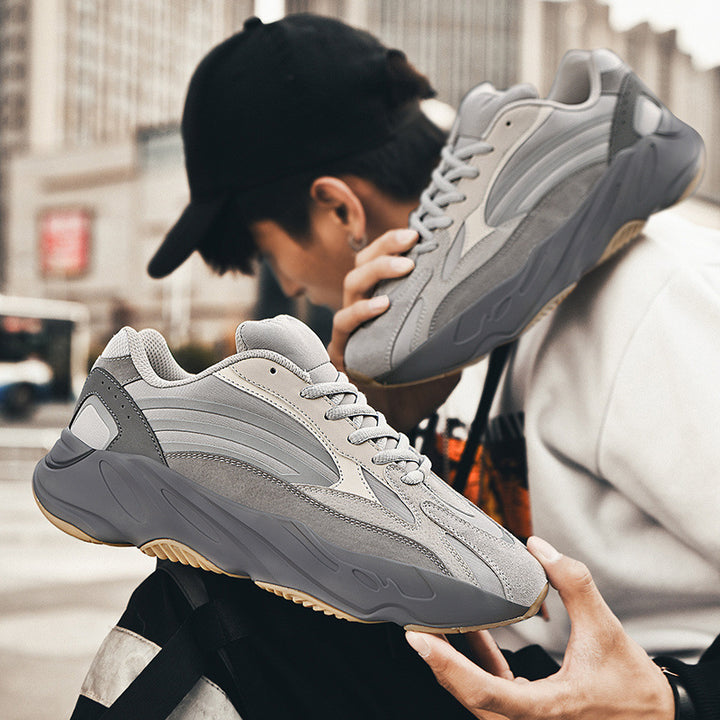 Herren Chunky-Dad-Sneaker im Retro-Running-Design mit profiliertem Wellen-Sohlenaufbau und atmungsaktivem Mesh-Suede-Obermaterial – Norré