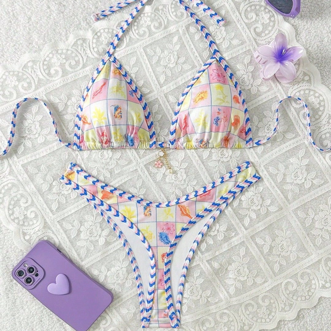 Damen Triangel-Bikini mit verspieltem Karomuster Echo Archiv