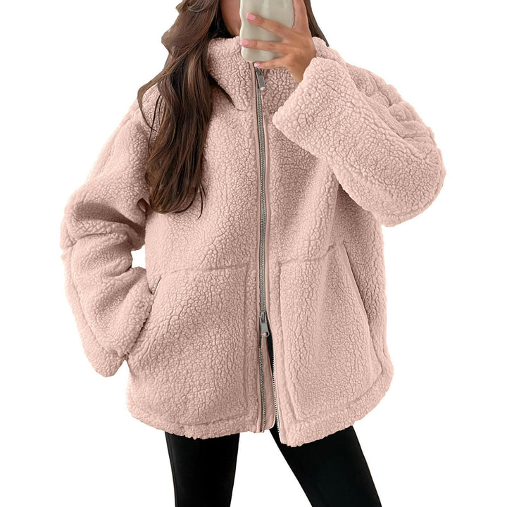 Damen Kuschelige Teddy-Jacke mit Reißverschluss Echoarchiv